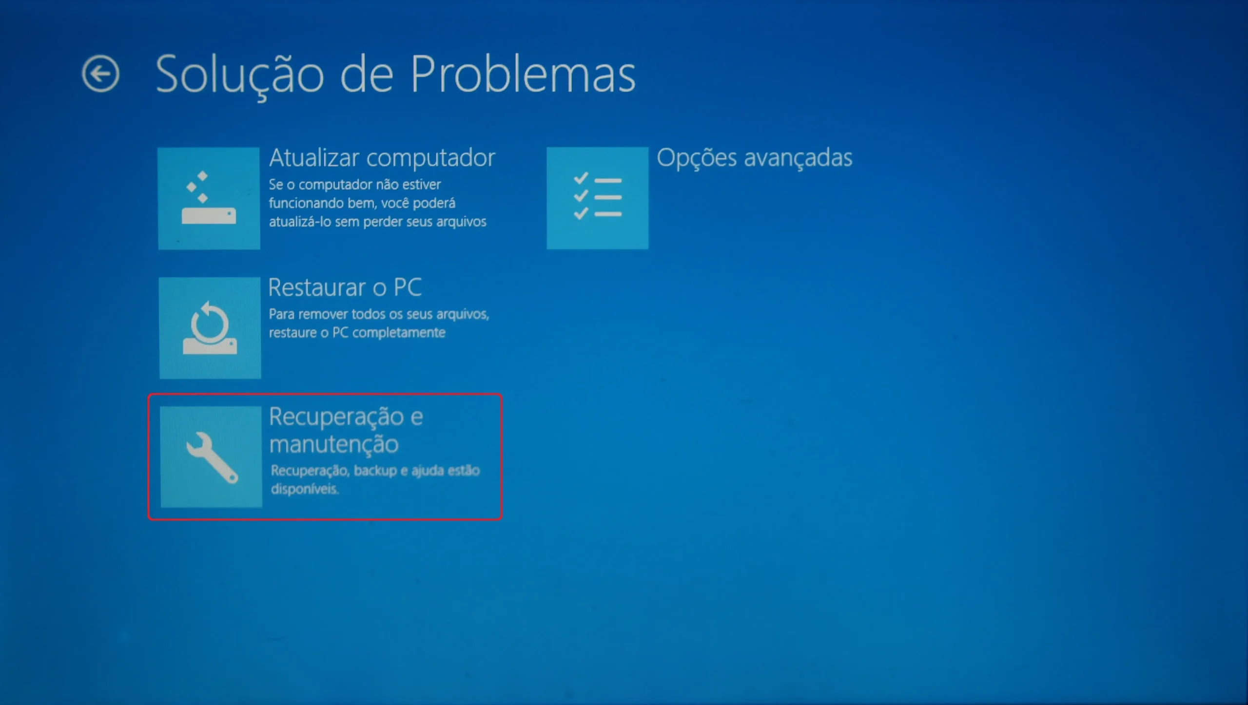 imagem de restauração do computador